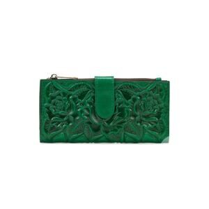 Patricia Nash Nazari Hand Tooled Long Bifold Wallet in Kelly Green Artisan Boho